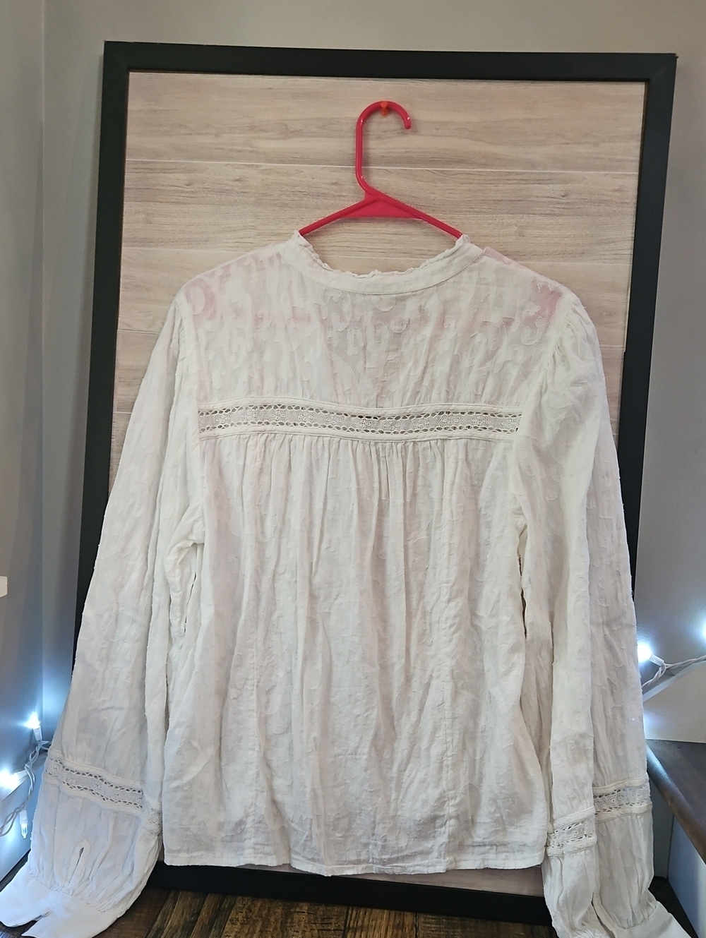 Free People White Eyelet Button-Front Peasant Blouse - Women - Picture 5 of 8